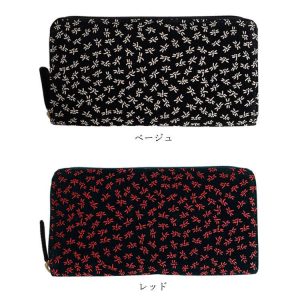 お種銭付 印伝調生地 コインが分けられる ラウンドファスナー 長財布 トンボ柄 3966